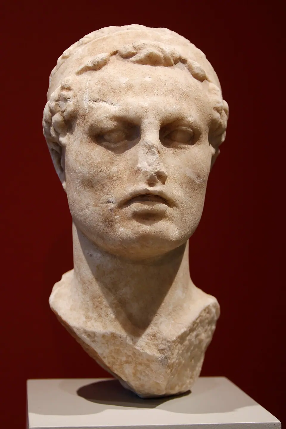 Marble portrait head of a Hellenistic king with a diadem, identified as Antiochus IV Epiphanes, in the Altes Museum, Berlin