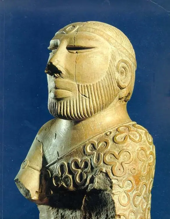 Steatite bust of the bearded 'Priest-King' from Mohenjo-daro in a trefoil-patterned robe